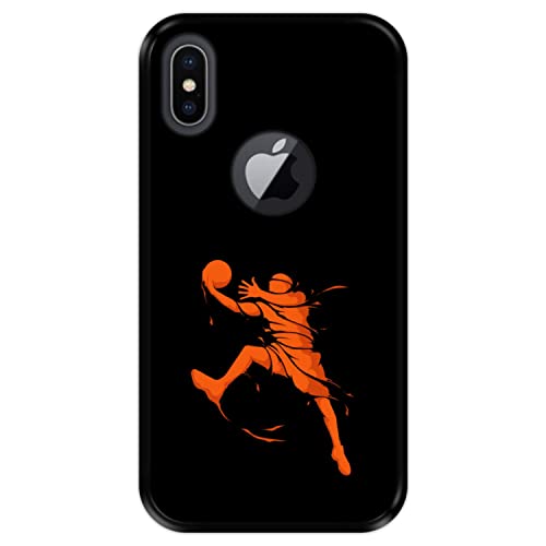 Silikon Hülle für Apple iPhone X - XS, Basketball, Zeichnung 1, Schwarze Flexibles TPU von Hapdey