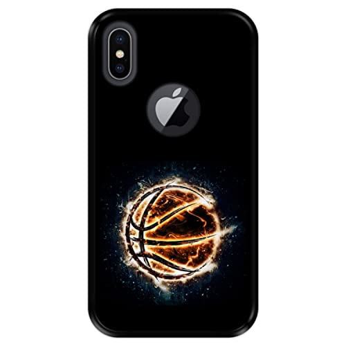 Silikon Hülle für Apple iPhone X - XS, Basketball, Zeichnung 5, Schwarze Flexibles TPU von Hapdey
