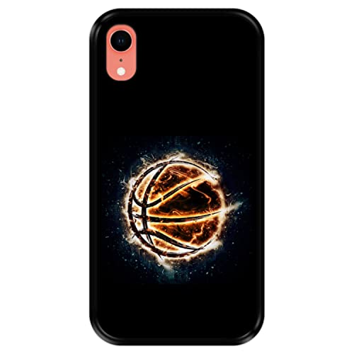 Silikon Hülle für Apple iPhone XR, Basketball, Zeichnung 5, Schwarze Flexibles TPU von Hapdey