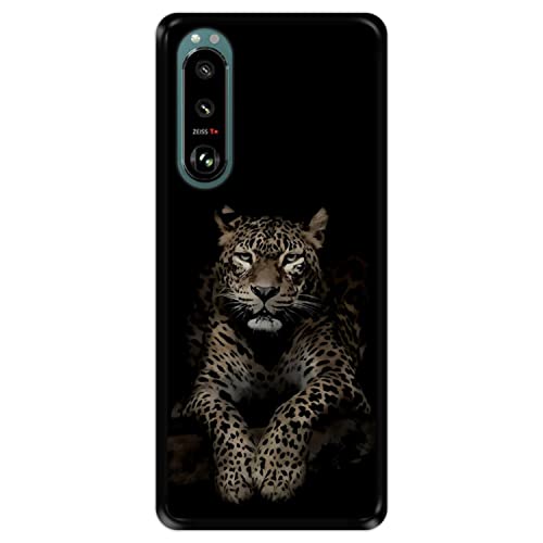 Silikon Hülle für Sony Xperia 5 III, Leopard beobachtet die Beute, Schwarze Flexibles TPU von Hapdey