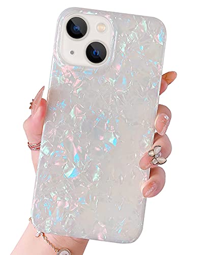 Hapitek Schutzhülle für iPhone 14 für Frauen, niedlich, schlank, weiches Silikon-Gel, flexibel, Girlly Glitter Bling schützende rosa Marmor-Hülle für iPhone 14 6,1 Zoll (mehrfarbig) von Hapitek