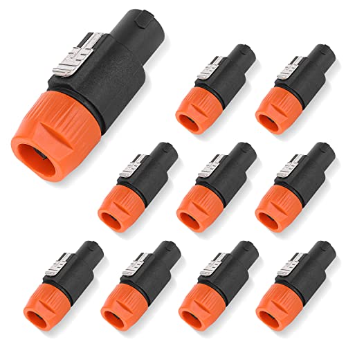 10 Stück Speakon Lautsprecher Adapter Anschlüsse, C-NL4FC 4-poliger Speakon Kabel Audio Professionelles wasserdichter gerader Lautsprecherkabel Stecker 6-15 mm Durchm (Orange) von Hapivida