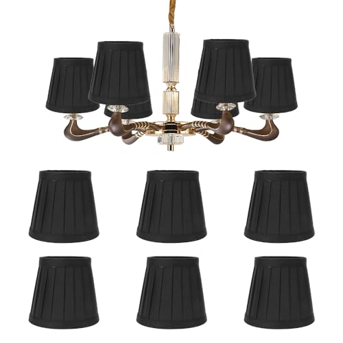 6 Stück Stoff Lampenschirm 12,2×11×8,7cm Schwarz E14 Clip Pleated Kerze Kronleuchter Nachttisch Lampenschirm Modern Kleiner Tischlampenschirme für Wandleuchte Stehlampe 6 Stück Stoff Lampenschirm 12,2×11×8,7cm Schwarz E14 Clip Pleated Kerze Kronleuchter Nachttisch Lampenschirm Modern Kleiner Tischlampenschirme für Wandleuchte Stehlampe von Hapivida