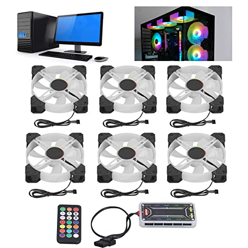 6pcs PC Kühllüfter 120 mm Ultra Leise Verstellbarer LED Computer Case Lüfter mit Hub und Fernbedienung für CPU Kühler, Kühlersystem 6pcs PC Kühllüfter 120 mm Ultra Leise Verstellbarer LED Computer Case Lüfter mit Hub und Fernbedienung für CPU Kühler, Kühlersystem von Hapivida