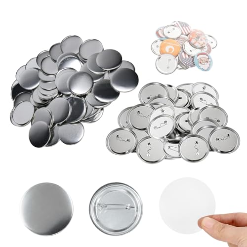 100 Stück Buttons Selber Machen, Ø 58mm DIY Ansteckbuttons Set Blanko Knopf Pins | Inkl. Anstecknadeln & Ersatzteilen | Buttonmaschine Zubehör für DIY Ansteckbuttons, Souvenirs (58mm) von Hapivida