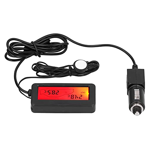 Hapivida Auto Thermometer mit LCD Display, Digitales Temperaturmessgerät für Auto im Innen und Außenbereich, Elektronisches Mini Thermometer Geeignet für 12 V Fahrzeuge(Rot) von Hapivida