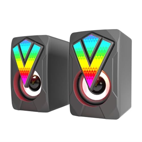 Hapivida Computerlautsprecher RGB-Kompakt-Gaming-Lautsprecher für den Desktop, USB-Treiber Stereo 3,5 mm AUX-Audio-Dual-Modus-Eingang für Telefon-Notebook-Desktop von Hapivida