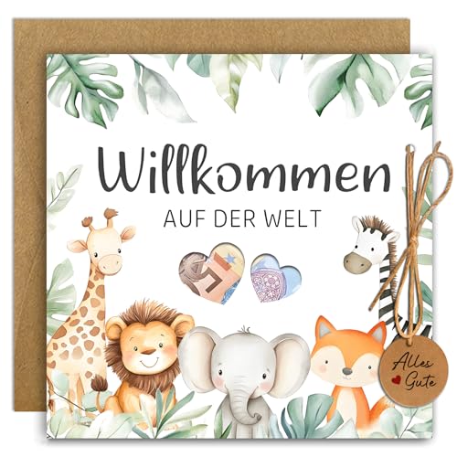 Karte zur Geburt Mädchen Junge, Geldgeschenk Glückwunschkarten mit Umschlag, Sinnvolle Birth Babygeschenke, Karte Taufe, Waldtiere Glückwunschkarte Geschenke zur Geburt, Willkommen Auf Der Welt Karte zur Geburt Mädchen Junge, Geldgeschenk Glückwunschkarten mit Umschlag, Sinnvolle Birth Babygeschenke, Karte Taufe, Waldtiere Glückwunschkarte Geschenke zur Geburt, Willkommen Auf Der Welt von Happirra