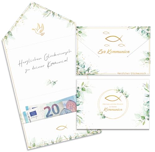 Geldgeschenk Kommunion Verpackung, 2 Stück Geldgeschenk Kommunionkarten Umschlag Grußkarte, Coole Kommunion Geschenke für Mädchen Junge - 11 * 16cm Geldgeschenk Kommunion Verpackung, 2 Stück Geldgeschenk Kommunionkarten Umschlag Grußkarte, Coole Kommunion Geschenke für Mädchen Junge - 11 * 16cm von Happirra