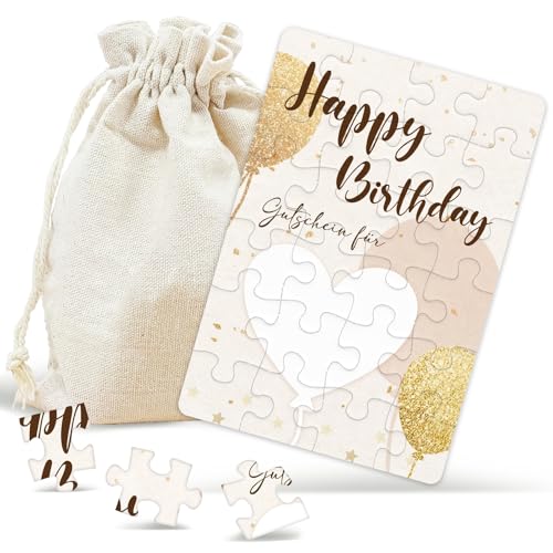 Happy Birthday Puzzle mit Baumwoll-Säckchen von Happirra