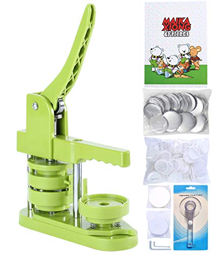 Happizza Installationsfreie Button Badge Maker Maschine (3. Generation) 58 mm (2,25 Zoll) DIY Pin Press Machine Punch with Free 100pcs Parts & Pictures Circle Cutter Magic Book von Happizza