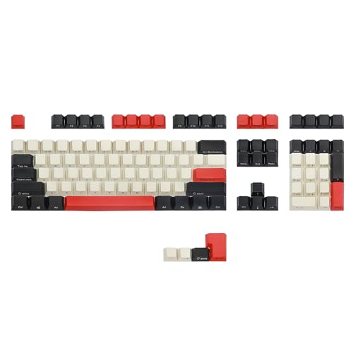 Happy Balls PBT Tastenkappen Seiten-/Frontdruck Tastenkappen-Set Semi Profile nicht hintergrundbeleuchtet Dicke Cherry MX Tastenkappen mit Key Puller für 61 87 104 108 MX Switches mechanische Tastatur (Earl Red) von Happy Balls