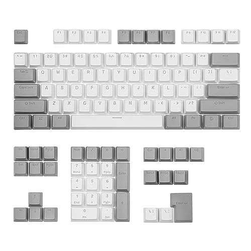 PBT Tastatur mit Hintergrundbeleuchtung, 108 Tastenkappen, mit Keypuller für 87/104/108 Tasten, Cherry MX Schalter oder andere MX Schalter, hintergrundbeleuchtete mechanische Tastatur Gray White Combo von Happy Balls