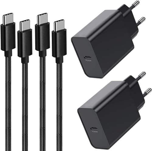 2er-Pack 45 W Ladegerät USB C schnell und Kabel für Samsung Galaxy S24 Ultra/S23 Plus/S23/S22 Ultra/S22+/S24/S21 S20 FE,Note 10/20 Ultra,A54 5G/A15 A34 A53 A55 A33 A14,Tab S7 S7 8 S9, Netzadapter von Happy Buying