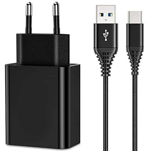 USB Ladegerät Quick Charge 3.0 Schnellladegerät für Samsung Galaxy A51 A71 A52S A52 5G S10 Plus S9,M10 M11 M12 M13 M20 M21 M22 M23 A21S A30S A50 M33 M32,18W Handy Netzteile Ladeadapter und 2M Kabel von Happy Buying