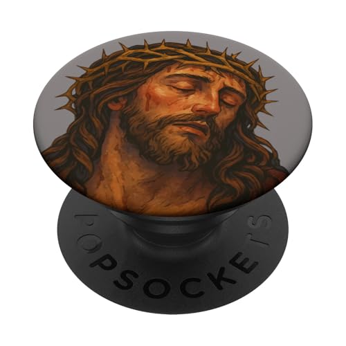Heiliges Gesicht Jesu Christi Dornenkrone Ostern katholisch PopSockets Klebender PopGrip von Happy Catholics