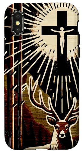 Hubert Hubertus Schutzpatron der Jäger Hirschkreuz Hülle für iPhone X/XS von Happy Catholics