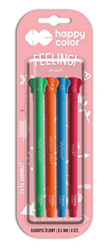 Happy Color Gelschreiber ELEPHANTS, Feeling“ Collection, nachfüllbare Gel-Tintenstifte, 0,5 mm, blaue Tinte, 4 Stück von Happy Color