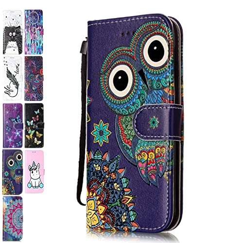 Lederhülle kompatibel für Samsung Galaxy S20 FE 4G 5G Hülle 3D Muster Eule Handyhülle Flip Case Cover Schutzhülle mit Kartenfach Handytasche für Mädchen Damen von Happy Cover