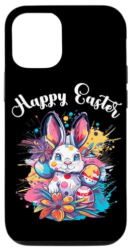 Hülle für iPhone 12/12 Pro Frohe Ostern bunte Kunstwerke Ostereier Osterhase von Happy Easter Day Celebration