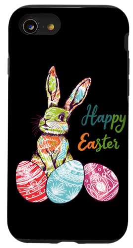 Hülle für iPhone SE (2020) / 7 / 8 Motiv „Fröhlicher Osterhase“, Ostereier, Motiv: Osterhase von Happy Easter Day Celebration