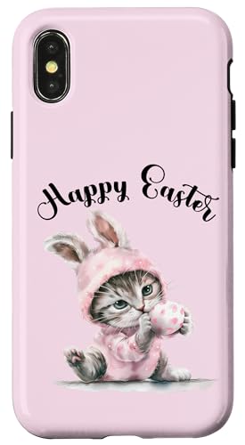 Osterhase Osterkostüm Eiersuche süße Katze Frohe Ostern Hülle für iPhone X/XS Osterhase Osterkostüm Eiersuche süße Katze Frohe Ostern Hülle für iPhone X/XS von Happy Easter Day Celebration