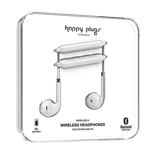 Happy Plugs | Wireless II Kopfhörer | Kabellose Bluetooth mit Inline-Fernbedienung und Mikrofon | Weiß | Einheitsgröße von Happy Plugs