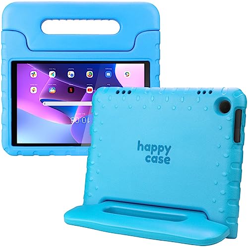 HappyCase Kinder Tablet Hülle Geeignet für Lenovo Tab M10 Gen 3 (10.1) | Kinderfreundliche Hülle | Schutzhülle | Kinderhülle | mit Griff und Ständer | Blau von HappyCase