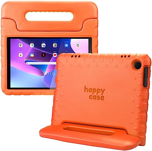 HappyCase Kinder Tablet Hülle Geeignet für Lenovo Tab M10 Gen 3 (10.1) | Kinderfreundliche Hülle | Schutzhülle | Kinderhülle | mit Griff und Ständer | Orange von HappyCase