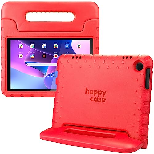 HappyCase Kinder Tablet Hülle Geeignet für Lenovo Tab M10 Gen 3 (10.1) | Kinderfreundliche Hülle | Schutzhülle | Kinderhülle | mit Griff und Ständer | Rot von HappyCase