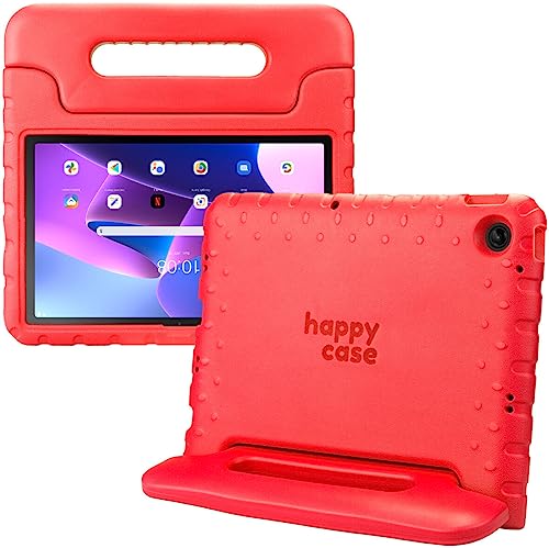 HappyCase Kinder Tablet Hülle Geeignet für Lenovo Tab M10 Plus Gen 3 (10.6) | Kinderfreundliche Hülle | Schutzhülle | Kinderhülle | mit Griff und Ständer | Rot von HappyCase