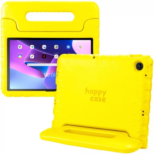 HappyCase Kinder Tablet Hülle Geeignet für Lenovo Tab M10 Plus Gen 3 | Kinderfreundliche Hülle | Schutzhülle | Kinderhülle | mit Griff und Ständer | Gelb von HappyCase