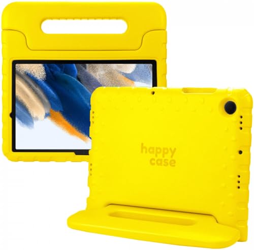 HappyCase Kinder Tablet Hülle Geeignet für Samsung Galaxy Tab A8 | Kinderfreundliche Hülle | Schutzhülle | Kinderhülle | mit Griff und Ständer | Gelb von HappyCase