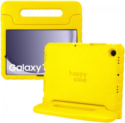 HappyCase Kinder Tablet Hülle Geeignet für Samsung Galaxy Tab A9 Plus | Kinderfreundliche Hülle | Schutzhülle | Kinderhülle | mit Griff und Ständer | Gelb von HappyCase