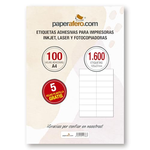 Etiketten Selbstklebend A4 Paperafero | 1600 adressetiketten selbstklebend 105x37mm | Aufkleber zum beschriften | Aufkleber Selbst gestalten von HappyMots