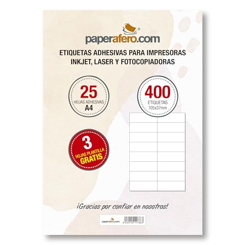 Etiketten Selbstklebend A4 Paperafero | 400 adressetiketten selbstklebend 105x37mm | aufkleber zum beschriften | Aufkleber Selbst gestalten von HappyMots