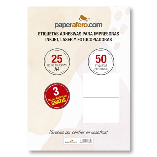 Etiketten Selbstklebend A4 Paperafero | 50 adressetiketten selbstklebend 210x148mm | Aufkleber zum beschriften | Aufkleber Selbst gestalten von HappyMots