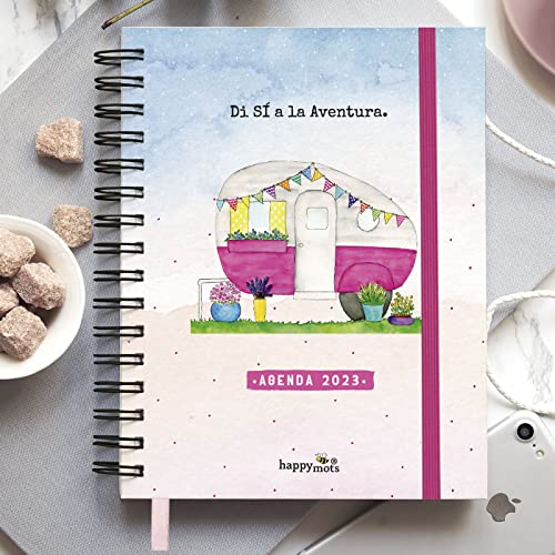 HappyMots Terminplaner 2023 | Abenteuer | Wochenkalender 13 volle Monate | Jahresplaner 2022 2023 von Dezember 2022 bis Dezember 2023 | inklusive Planer, Kalender und Stickers | A5 Agenda von HappyMots