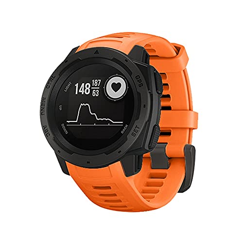 HappyTop Modernes Ersatzarmband für Garmin Instinct Smartwatch, Sportarmband, Silikon, Herren, Orange von HappyTop