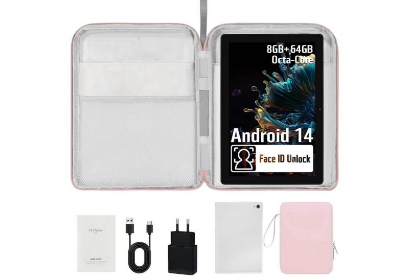 Happybe Android 14-Tablet,10 Zoll HD,8 GB RAM, 64 GB ROM,1280 x 800, 5000 mAh Tablet (10", 64 GB, Dual-Kamera) von Happybe