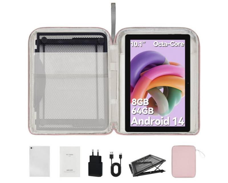 Happybe Android 14 Erweiterbar auf 1 TB 10 Zoll HD WiFi 6 5000mAh Schnellladun Tablet (10", 64 GB, Dual-Kamera) von Happybe