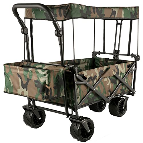 HAPPYBUY Bollerwagen Faltbar, 98,5 x 54,3 x 98,5 cm Handwagen Faltbar, Tarnfarbe Gerätewagen Handwagen, Standwagen Gurt Luftreifen Transportkarre mit Dach, Versenkbarem Griff, Nylonbändern Gartenwagen HAPPYBUY Bollerwagen Faltbar, 98,5 x 54,3 x 98,5 cm Handwagen Faltbar, Tarnfarbe Gerätewagen Handwagen, Standwagen Gurt Luftreifen Transportkarre mit Dach, Versenkbarem Griff, Nylonbändern Gartenwagen von Happybuy