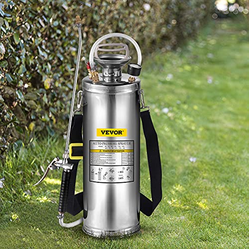 Happybuy 3Gal Edelstahlspritze, Set mit 20 '' Zauberstab & Griff & 3FT verstärktem Schlauch, Handpumpensprüher mit Manometer & Sicherheitsventil, einstellbare Düse geeignet für Gartenarbeit von Happybuy