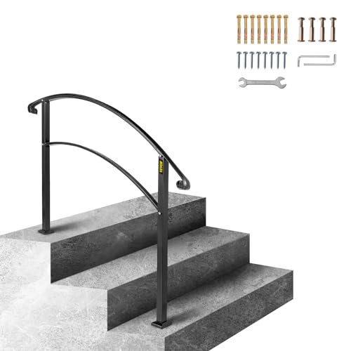 Happybuy Handläufe für Outdoor-Stufen, Fit 1 oder 3 Stufen Outdoor Treppengeländer, Schwarz Schmiedeeisen Handlauf, Flexible Front Veranda Handlauf, Übergangshandläufe für Betonstufen oder Holztreppen Happybuy Handläufe für Outdoor-Stufen, Fit 1 oder 3 Stufen Outdoor Treppengeländer, Schwarz Schmiedeeisen Handlauf, Flexible Front Veranda Handlauf, Übergangshandläufe für Betonstufen oder Holztreppen von Happybuy