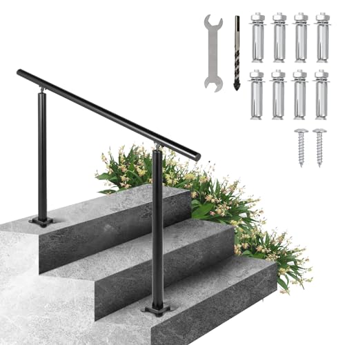 Happybuy Handlauf Außentreppen, 91,4 cm, Handlauf für Außentreppen Handlauf für Treppen, Outdoor, schwarzes Aluminium, Treppengeländer für Garten, Bürobereich Happybuy Handlauf Außentreppen, 91,4 cm, Handlauf für Außentreppen Handlauf für Treppen, Outdoor, schwarzes Aluminium, Treppengeländer für Garten, Bürobereich von Happybuy