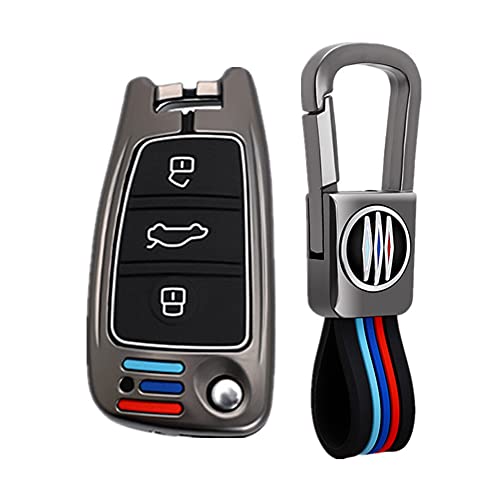 Happyit Zinklegierung + Silikon Autoschlüssel Hülle passend für Audi Sline A3 A5 Q3 A6 C5 C6 A4 B6 B7 B8 TT 80 S6 3 Tasten FOB Schlüssel Schlüsselanhänger Zubehör (Matte Farbe) von Happyit