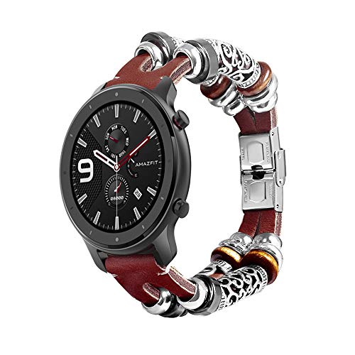 Happytop's Watchband Vintage Armband Ersatz Zubehör Uhrenarmband Kompatibel mit Huami Amazfit GTR 42MM Smart Watch (Kaffee) von Happytop's Watchband
