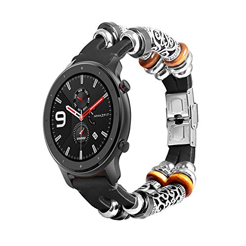 Happytop's Watchband Vintage Armband Ersatz Zubehör Uhrenarmband Kompatibel mit Huami Amazfit GTR 42MM Smart Watch (Schwarz) von Happytop's Watchband