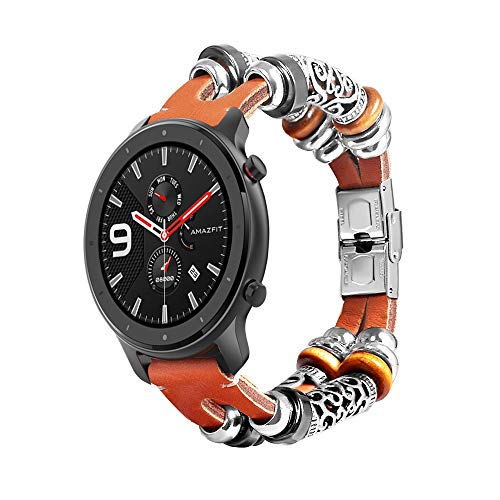 Happytop's Watchband Vintage Armband Ersatz Zubehör Uhrenarmband Kompatibel mit Huami Amazfit GTR 47MM Smart Watch (Braun) von Happytop's Watchband
