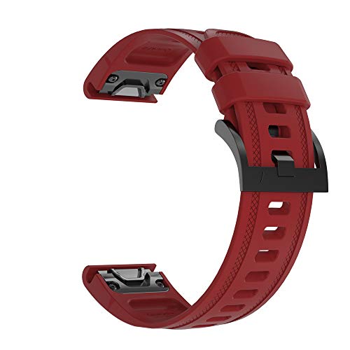 Silikon Ersatz Armband Zubehör Uhrenarmband Armband Kompatibel für Garmin Fenix 6S Smart Watch (Dunkelrot) von Happytop's Watchband